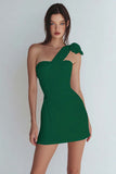 One Shoulder Bodycon Ruched Little White Dress