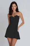 Strapless Bodycon Ruched Little White Dress
