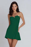 Strapless Bodycon Ruched Little White Dress