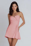 Strapless Bodycon Ruched Little White Dress