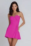 Strapless Bodycon Ruched Little White Dress