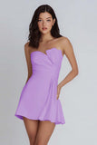 Strapless Bodycon Ruched Little White Dress