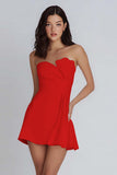 Strapless Bodycon Ruched Little White Dress