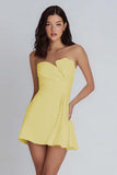 Strapless Bodycon Ruched Little White Dress