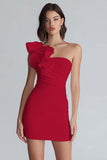 Ruched One Shoulder Bodycon Little White Dress