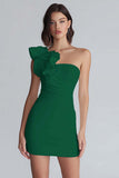 Ruched One Shoulder Bodycon Little White Dress