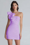 Ruched One Shoulder Bodycon Little White Dress