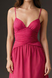 Watermelon Spaghetti Straps Long Evening Dress