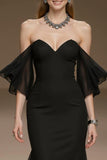 Off The Shoulder Black Mermaid Ruffled Pageant Dress