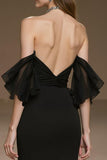 Off The Shoulder Black Mermaid Ruffled Pageant Dress