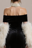 Black Mermaid Off the Shoulder Long Black Tie Dress