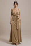 Terracotta A Line Cold Shoulder Long Black Tie Dress with Bow