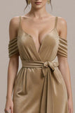 Terracotta A Line Cold Shoulder Long Black Tie Dress with Bow