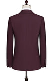 Dark Red Notched Lapel 2-piece Men Suits