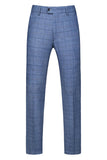 Men's Dark Blue Plaid Notched Lapel 3 Pieces Prom Suits