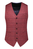 Men's Dark Blue Plaid Notched Lapel 3 Pieces Prom Suits