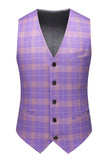 Men's Violet Striped Notched Lapel 3 Pieces Prom Suits