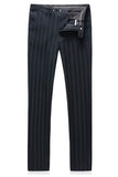Men's Grey Green Striped Peaked Lapel 3 Pieces Prom Suits