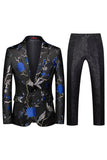 Notched Lapel Single Breasted Jacquard 2 Piece Purple Men's Prom Suits