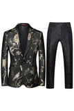 Notched Lapel Single Breasted Jacquard 2 Piece Purple Men's Prom Suits