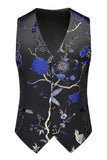 Blue Notched Lapel 3 Piece Jacquard Men's Prom Suits