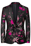 Blue Notched Lapel 3 Piece Jacquard Men's Prom Suits