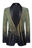 Men's Black Notched Lapel Single Breasted Prom Blazer with Sequins