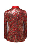 Sparkly Sequins Men's Red Shawl Lapel Prom Blazer