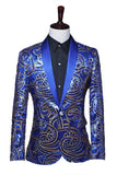 Sparkly Sequins Men's Red Shawl Lapel Prom Blazer