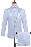 2 Piece Peak Lapel One Button Black Men's Suit with Beading