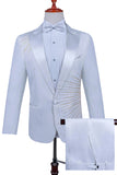 2 Piece Peak Lapel One Button Black Men's Suit with Beading