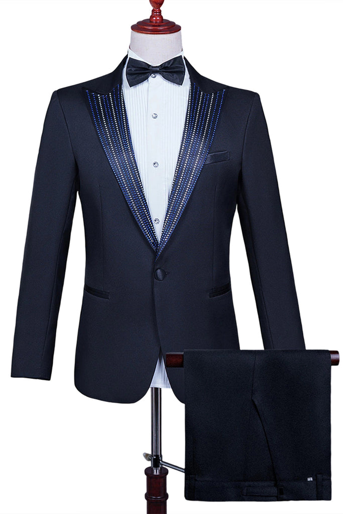ZAPAKA Men White 2 Piece Prom Suit with Beading Peak Lapel One Button ...