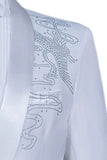 White Shawl Lapel Slim Fit 2 Piece Men's Prom Suit with Beading