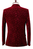 Red Notched Lapel Slim Fit One Button Men's Prom Blazer