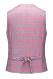 Pink Plaid Notched Lapel One Button 3 Piece Men's Suit