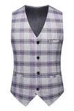 Grayish Purple Striped 3 Pieces Notched Lapel Men's Prom Suits