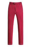 Red Striped Peak Lapel 3-Piece Men Suits