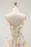 Apricot Floral Sequin A Line Mini Homecoming Dress