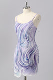 Sparkly Lilac Bodycon Beaded Homecoming Dress with Sequins