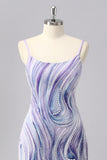 Sparkly Lilac Bodycon Beaded Homecoming Dress with Sequins