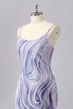 Sparkly Lilac Bodycon Beaded Homecoming Dress with Sequins