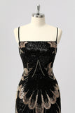 Black Bodycon Sequin Short Homecoming Dress with Lace Up Back