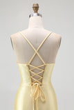 Yellow Beaded Bodycon Ruffled Mini Homecoming Dress