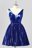 Golden Mirror Metallic A Line Short Homecoming Dress