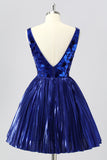 Golden Mirror Metallic A Line Short Homecoming Dress
