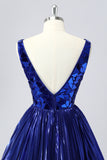 Golden Mirror Metallic A Line Short Homecoming Dress