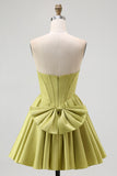 Green Strapless Corset A Line Homecoming Dress