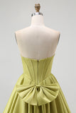 Green Strapless Corset A Line Homecoming Dress