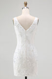 White Bodycon Sequin Short Homecoming Dress