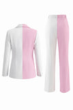 2 Piece White Pink Peak Lapel One Button Women's Suits
